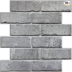 COMSTICKC 3D Gray Brick Wall Panel, Peel and Stick Brick Tiles, Small Size Thin by COMSTICKCDECOR