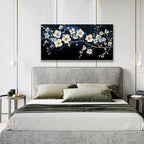 Suconvng Black Wall Art Minimalist Canvas Wall Art Decor White Flower Wall Art - Image 2