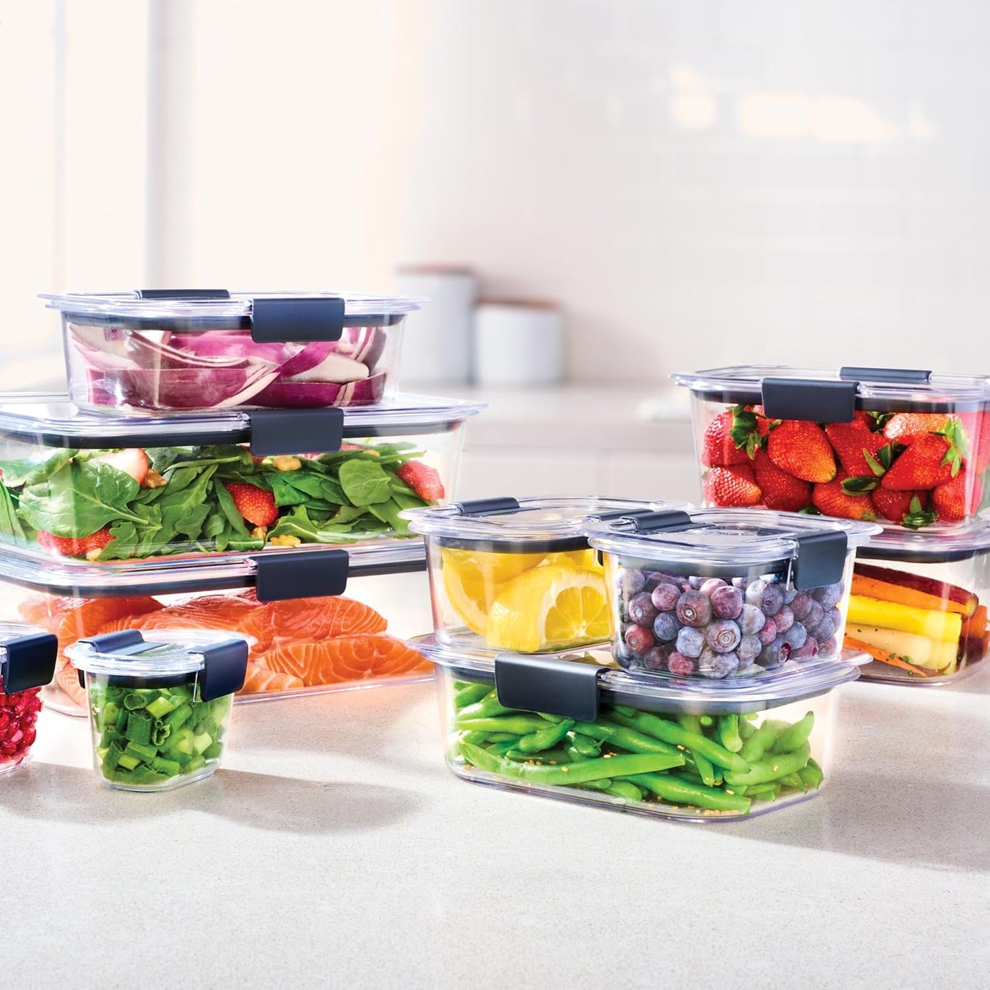 Rubbermaid Brilliance BPA Free Airtight Food Storage Containers with Lids, Set of 4 (4.7 Cup) Ideal for Lunch, Meal Prep, and Leftovers