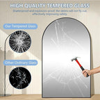 Arched Full Length Mirror, Tempered Glass Large Free Standing Mirror - Image 8