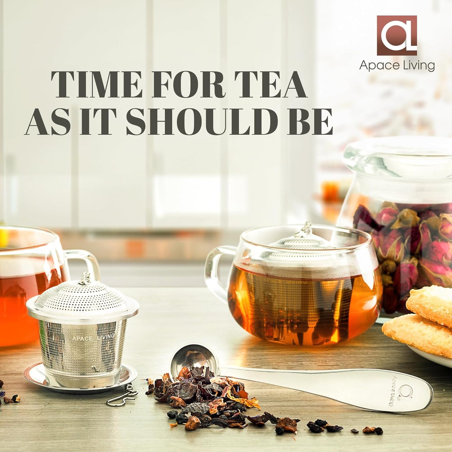 Tea Infuser (Set of 2) with Tea Scoop and Drip Dray - Ultra Fine Tea Strainer for Loose Leaf Tea - Stainless Steel Tea Steeper for a Superior Brewing Experience