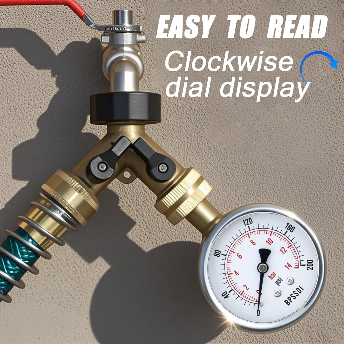 0-200 Psi Pressure Gauge, 2.5" Dial Size, 1/8" NPT Lower Mount, 304 Stainless Steel Case, Water Pressure Gauge Test for Pool Pump, Sand Filter, Air Compressor, Espresso(with Tape)