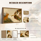 Framed Vintage Cat Canvas Wall Art, Funny Orange Cat Parody Classic Masterpiece - Image 5