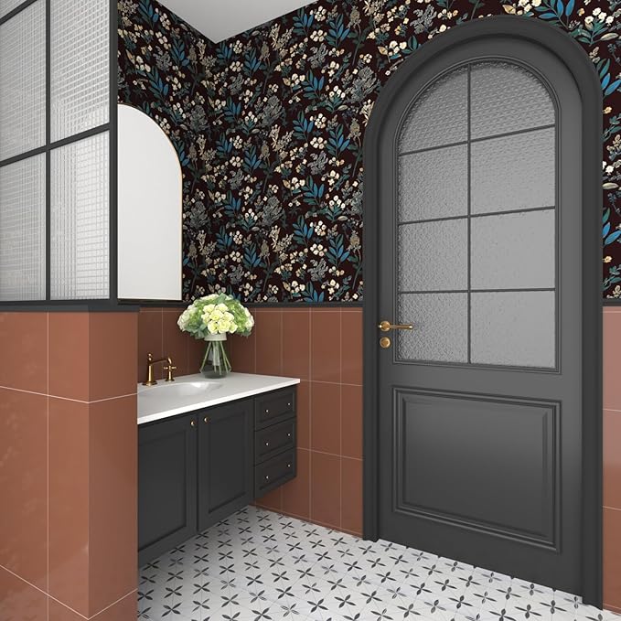 Laatse Vintage Wallpaper Peel and Stick Dark Green Floral Wallpaper 17.5'' x - Image 7