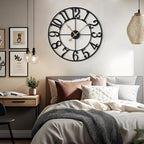 LEIKE Large Wall Clock, Battery Operated, Decorative Retro Black Metal Clock - Image 7