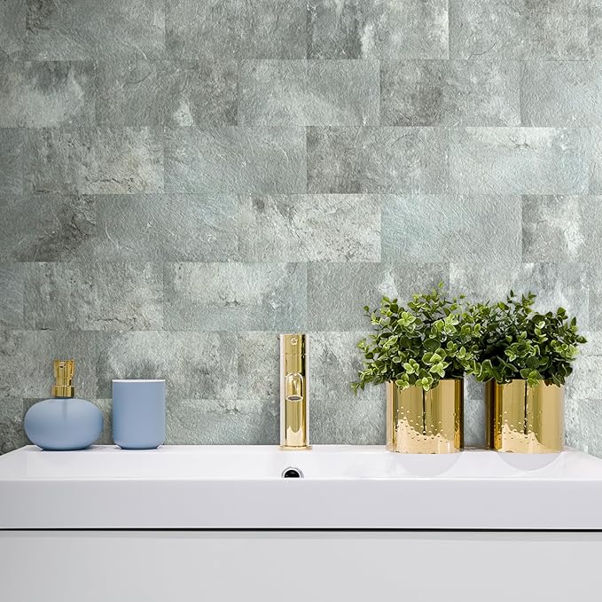 AULIGET 2-Piece Mountain Rock Peel and Stick Backsplash Wall Tiles, Laundry Room - Image 6