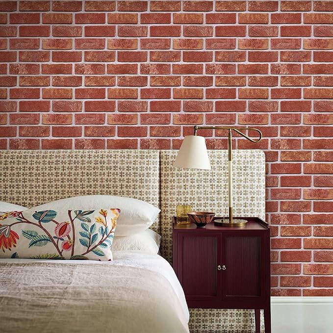 COMSTICKC 3D Faux Red Brick Wall Panel Peel and Stick, Small Brick, Ultra-Light - Image 7