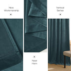 NICETOWN Greyish Blue Velvet Curtains and Drapes, Thermal Insulated Soft Window - Image 6