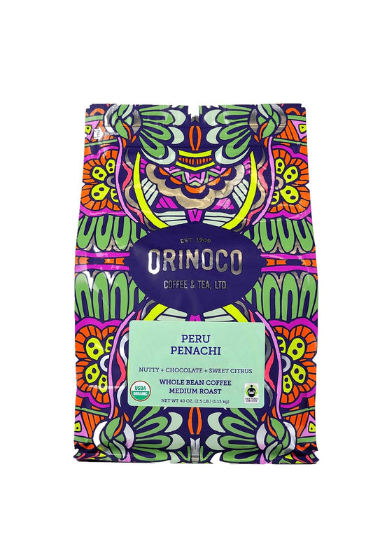 Orinoco Organic Fair Trade Peru 2.5lb bag, Medium Roast, Whole Bean Coffee, 100% Organic Fair Trade Arabica beans