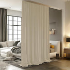 Room Divider Curtain, 8.3 ft Wide x 7 ft Tall, Cream Beige, 1 Panel, Noise by RoomDarkning
