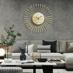 23.6 inch Gold Starburst Wall Clock, Metal & Wood Mid Century Modern Decorative - Image 3