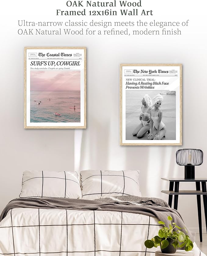iHery Unframed Trendy Coastal Cowgirl NewsPaper Wall Art Prints, 12x16in Canvas - Image 6