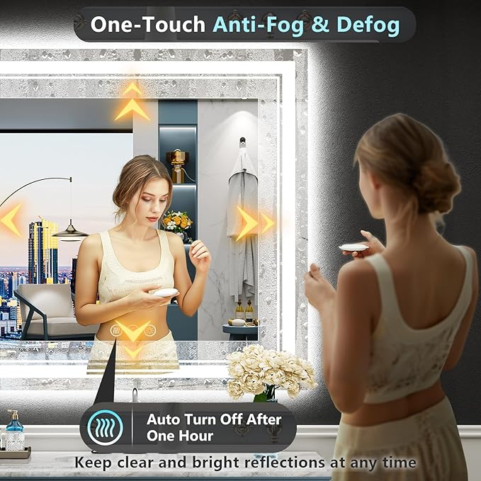 36x36 LED Bathroom Mirror with Lights, Backlit and Front Lit Anti-Fog Lighted - Image 5