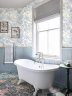 Ismoon Vintage Floral Wallpaper Peel and Stick Beige and Blue Contact Paper - Image 9