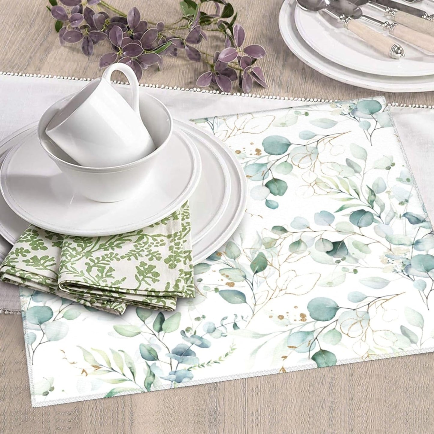 Plants Flowers Dish Drying Mat, Highly Absorbent Microfiber Kitchen Counter Pad Reusable Washable, 16*18"