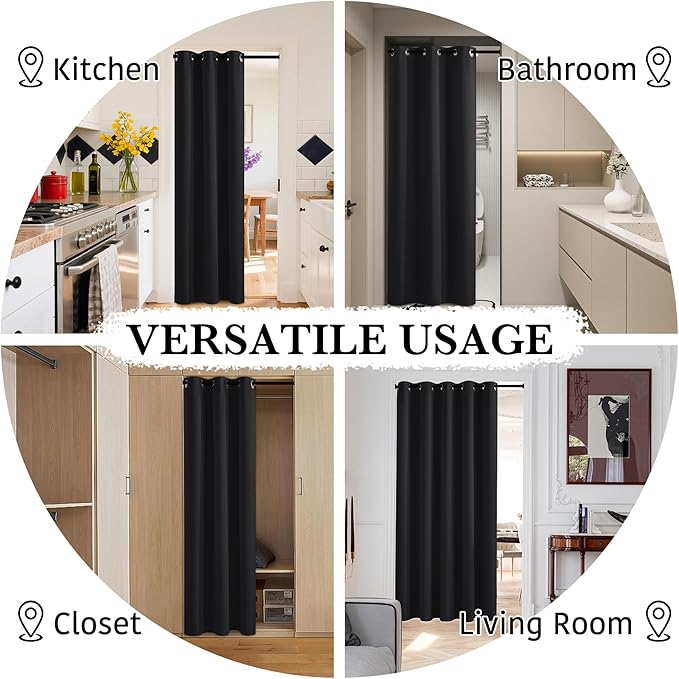 RYB HOME 100% Blackout Doorway Curtains, Closet Curtain - Image 5