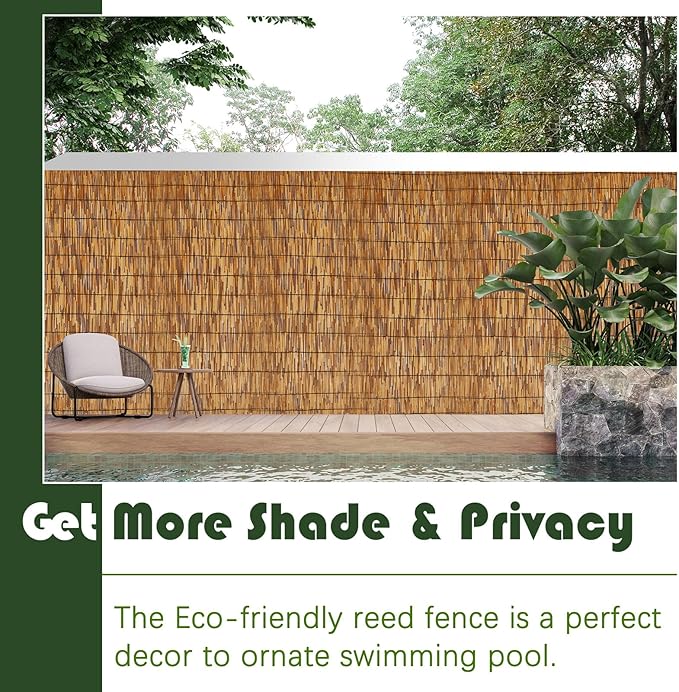 Barydat 3 Pcs 6 x 16.4 ft Reed Fence Roll, 85% Shade Bamboo Privacy Screen - Image 7