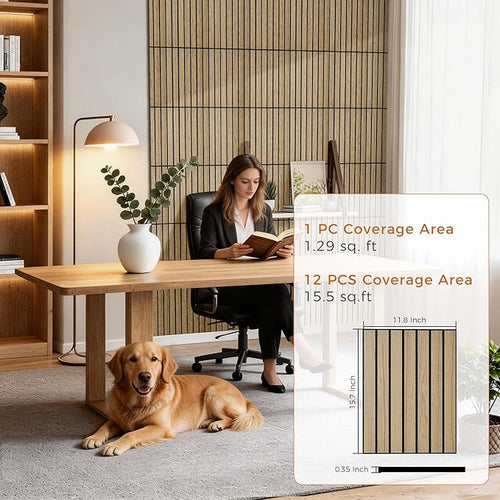 12 Pack PVC Wood Panels for Wall, 11.8 x 15.7 x 0.35 Inch Sound Absorbing Panels - Image 2