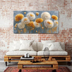 Abstract White Flower Wall Art Golden Floral Pictures Wall Decor Neutral - Image 2