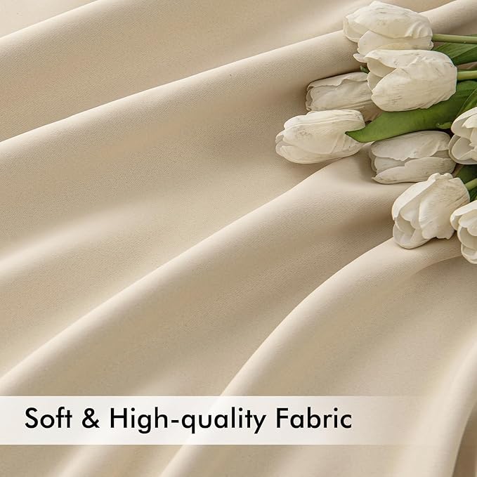 MIULEE Back Tab Cream Beige Curtains 84 Inch Length 2 Panels Set - Image 6