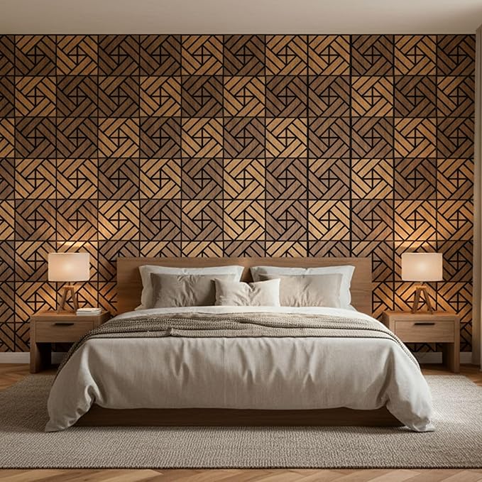 WoveN SounD Artisan Acoustic Wall Panels, 16 Pack 12x12 Inch, PVC Wood Grain - Image 8