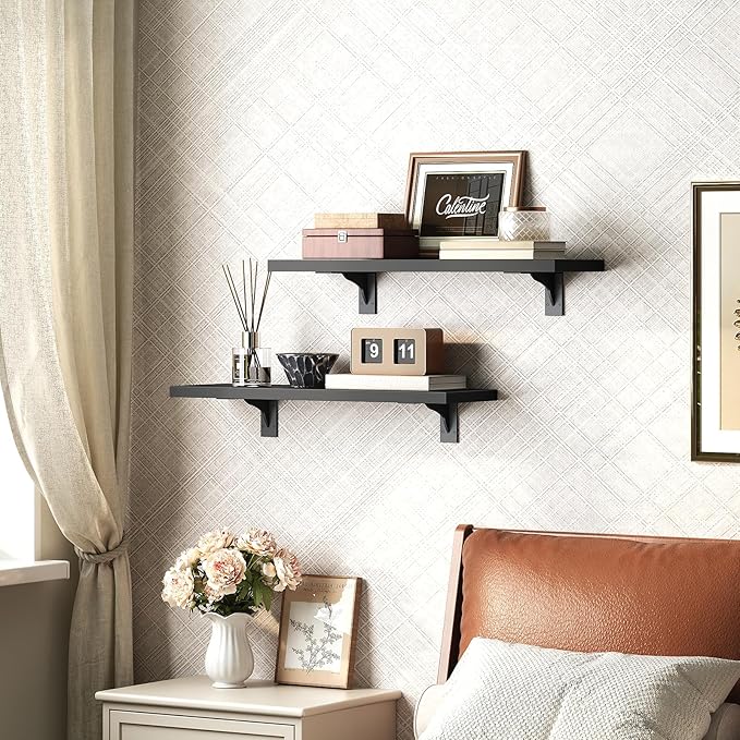 HOOBRO Floating Shelves for Wall, 15.4" Wall Mounted Shelves Set of 2, Hanging - Image 5