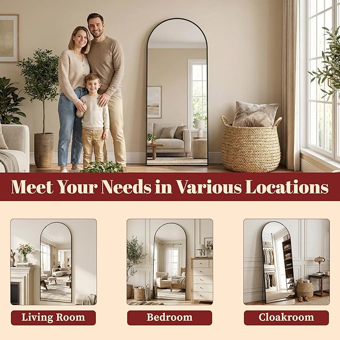 Suidia 82"x44" Arched Full Length Mirror - Image 9