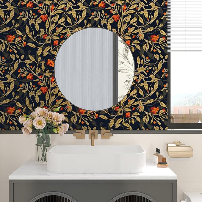 Extra Long Dark Floral Peel and Stick Wallpaper - Image 5