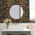 Dark Floral Wallpaper Peel Stick, Vintage Botanical Removable Contact Paper - Image 5