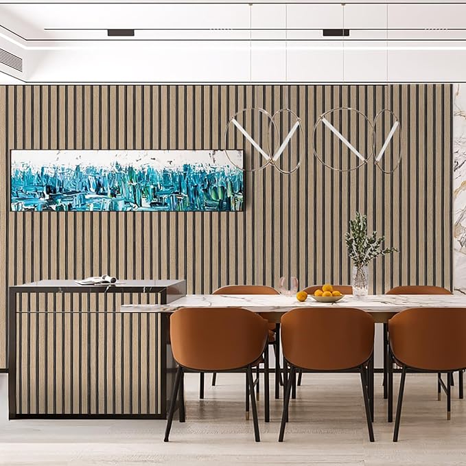 Peel and Stick Wallpaper Textured Brown Wood Slat 35.4x200 Inch Self-Adhesive - Image 4