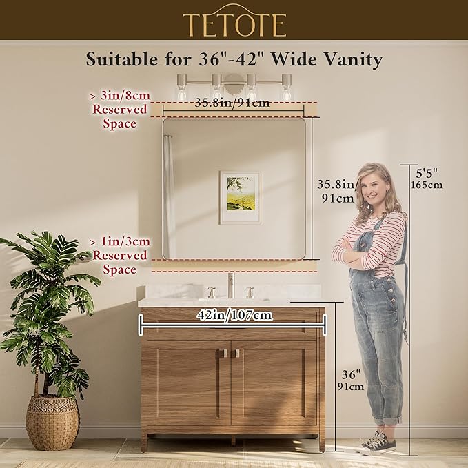 TETOTE 36 x 36 Inch Gold Mirror - Image 8
