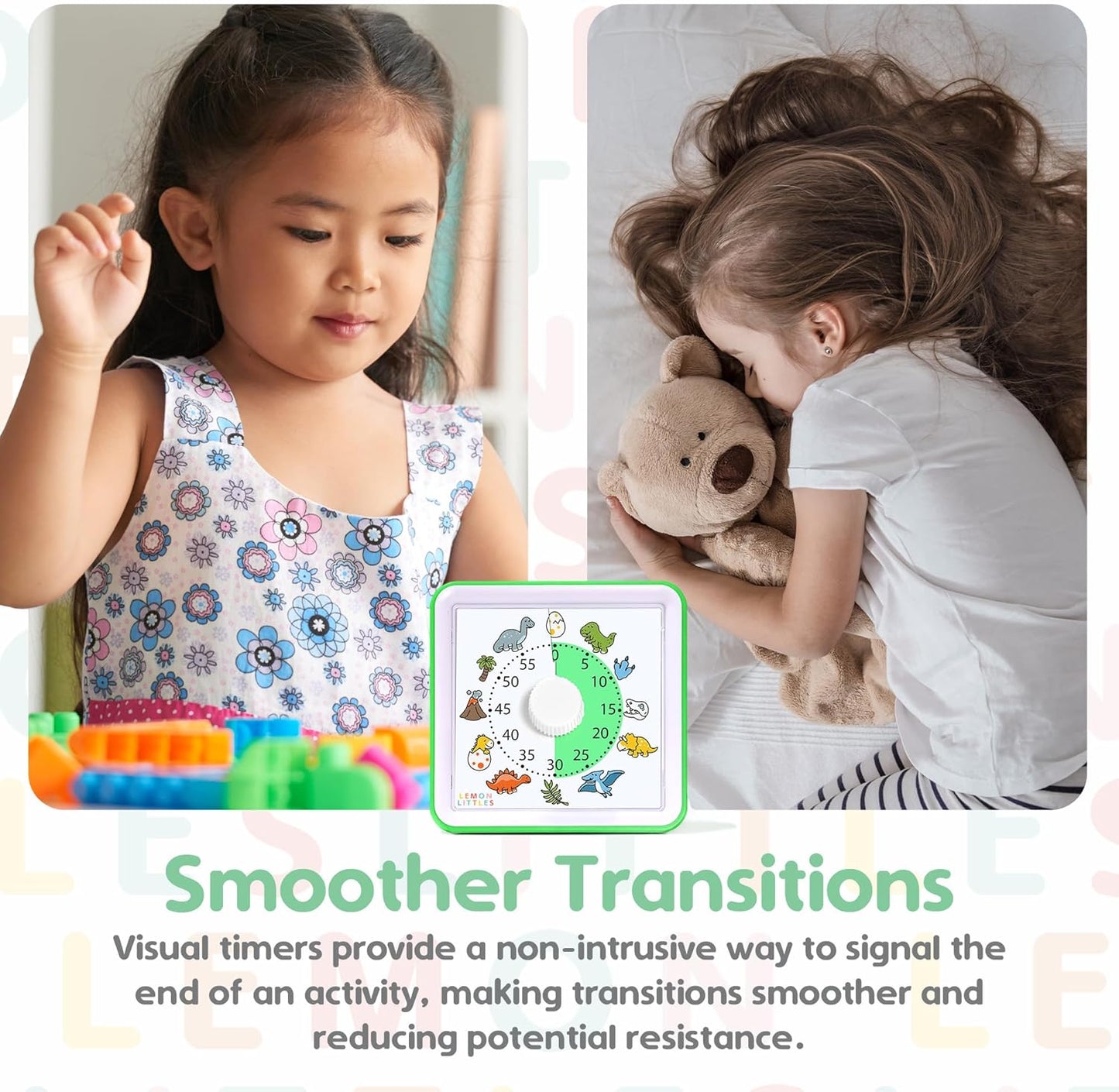 Visual Timer for Kids, Toddler, Autism, ADHD & Preschool Classroom - Animal Silent Countdown Timers - 60 Minute Productivity & Time Management Clock (Dinosaur)