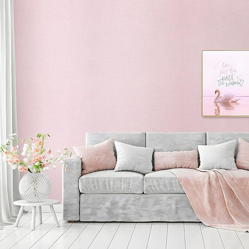 15.75"x393.7" Grasscloth Peel and Stick Wallpaper Pink Textured Contact Paper - Image 2