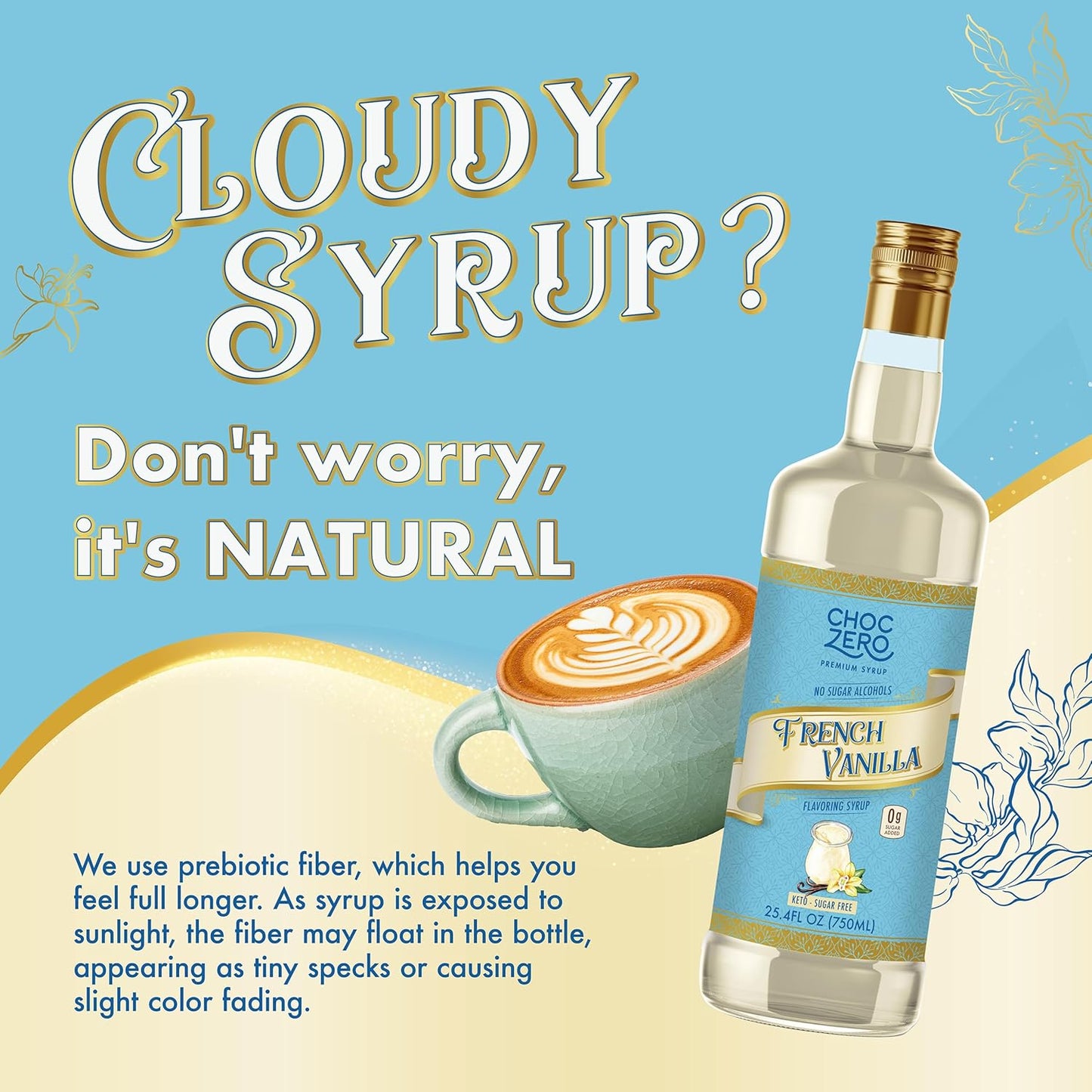 ChocZero French Vanilla Coffee Syrup – Sugar Free Coffee Flavoring, Keto Friendly, Low Carb, No Sugar Alcohols – Vegan, Gluten Free, Non-GMO – 25.4 Fluid Ounces