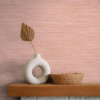 Tempaper Textured Salmon Pink Horizontal Faux Grasscloth Removable Peel and - Image 3