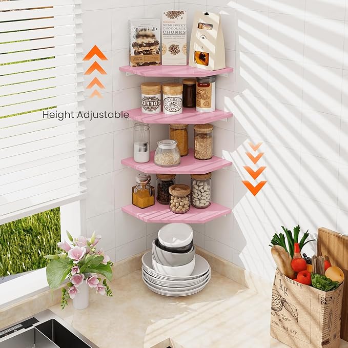 Homode Corner Shelf Wall Mount, Wood Hanging Storage Shelving - Image 7
