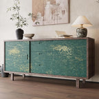 VEELIKE Distressed Teal Gold Metallic Wallpaper Peel and Stick Industrial Green - Image 7