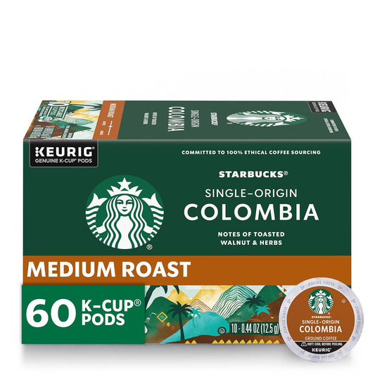 Starbucks K-Cup Coffee Pods, Medium Roast Coffee, Colombia, 100% Arabica, 6 boxes (60 pods total)