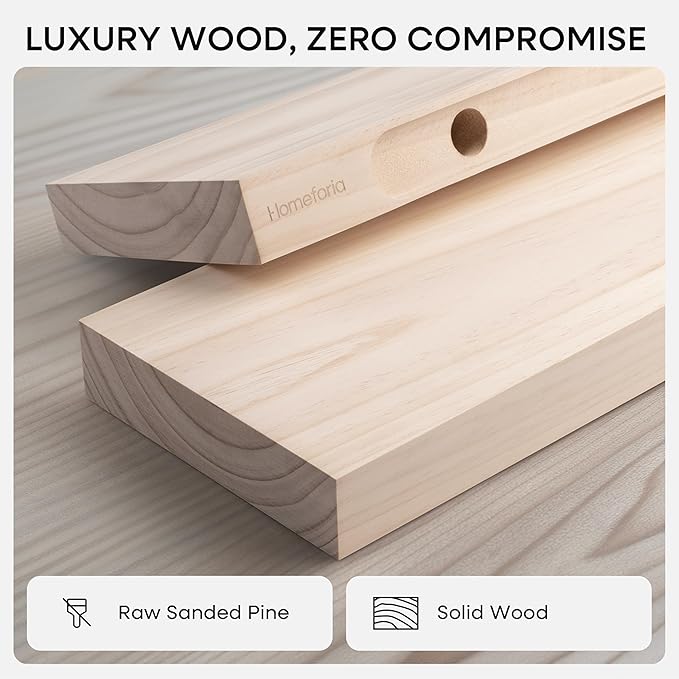 Homeforia Wood Floating Shelf 12 inch, High End Solid Natural Wood 12inch - Image 4