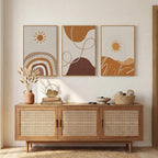 Framed Neutral Abstract Boho Wall Art Bedroom, 3 Piece Terracotta Beige - Image 4