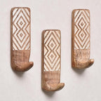IndianShelf 10 LB- 12 Pieces Decorative Wood Adhesive Wall Hooks–Boho Peel and by IndianShelf
