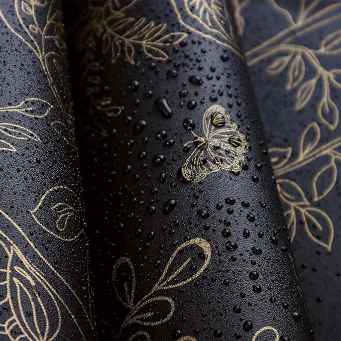 Froluya Black and Gold Wallpaper Peel and Stick Wallpaper 17.7"x196.8" Vintage - Image 4