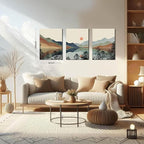 AKWISH Framed Mountain Canvas Wall Art Set of 3, Boho Watercolor Poster Prints - Image 3