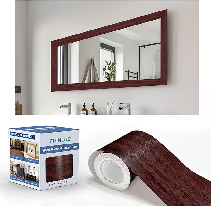 TIANLDD 27 FT Wood Grain Wallpaper Border, Removable Waterproof Mirror Border by TIANLDD