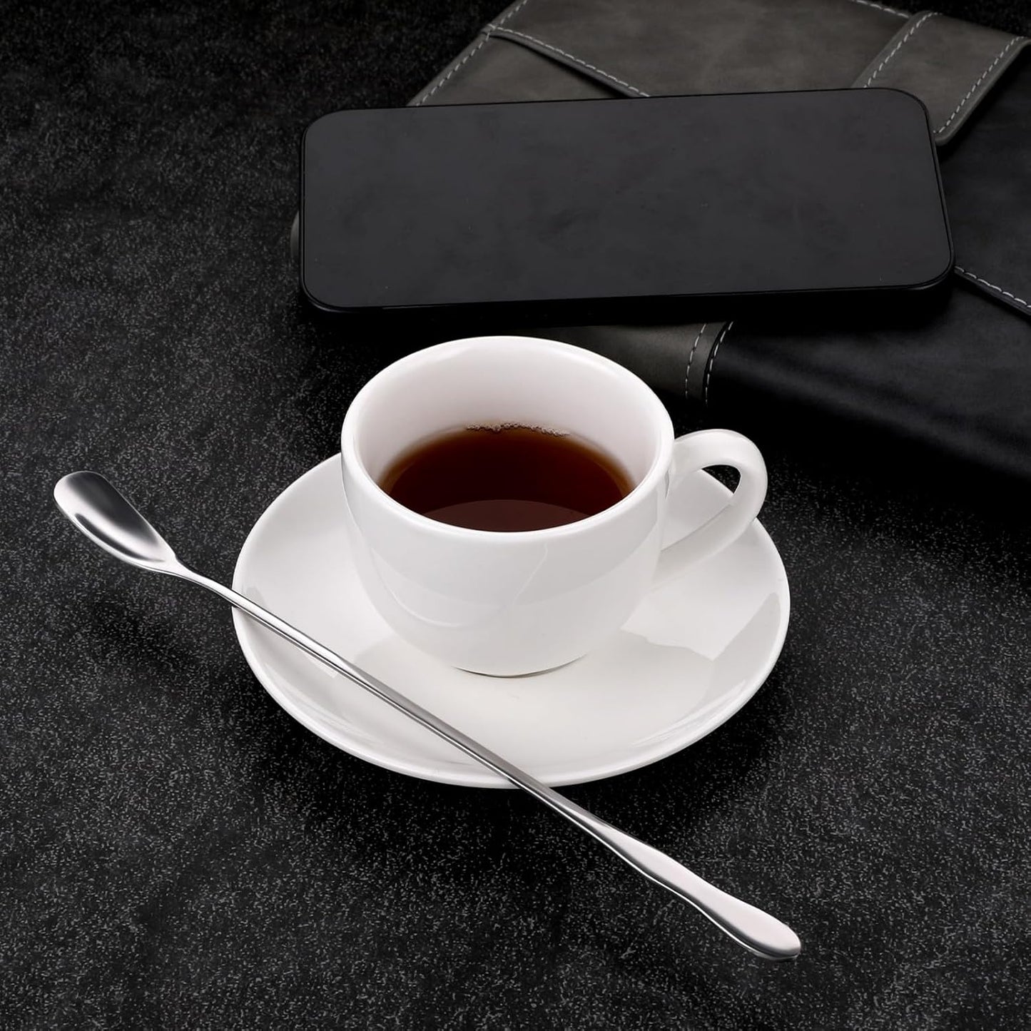 8 PCS Stainless Steel Coffee Stirrers - Long Spoon Reusable Cocktail Stir Sticks - 7.87 Inch Bar Spoon for Stirring Coffee, Cold Drink