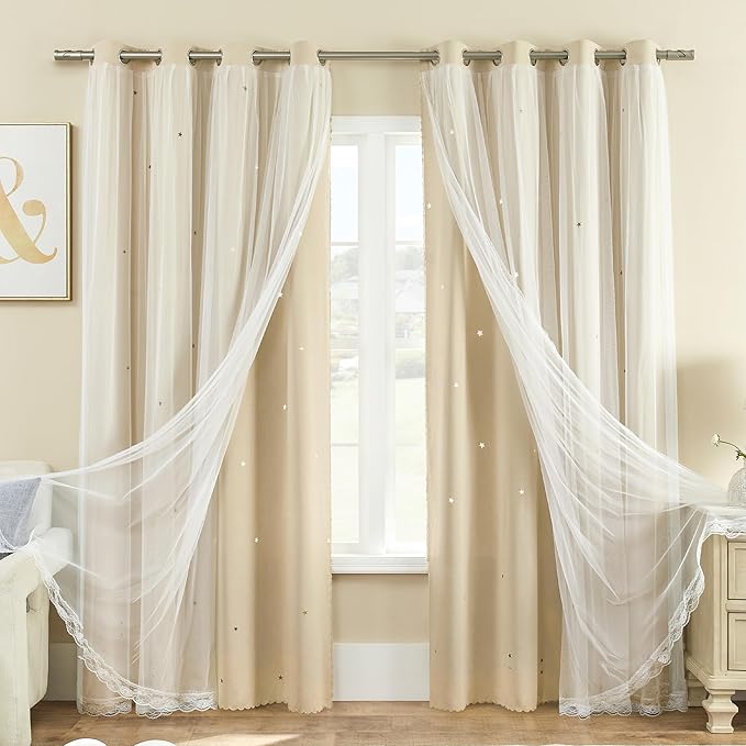 XiDi Curtains for Bedroom Decor Beige52/72/1 by Addsomecolortolife
