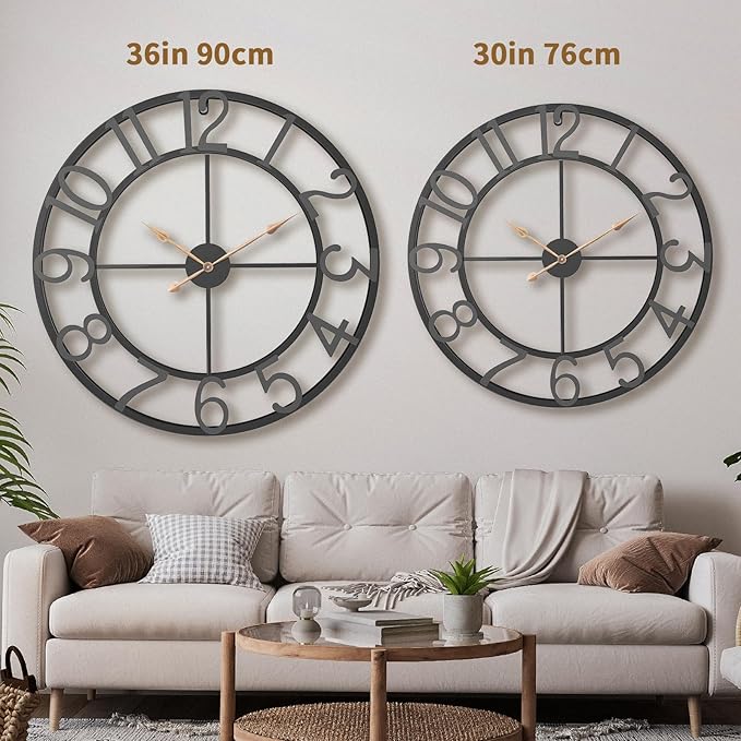 36 Inch Extra Oversized Large Giant Modern Decorative Wall Clock, Vintage - Image 2
