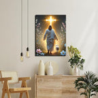 Jesus and Lamb Canvas Wall Art Christian Cross Jesus Walking Toward Light Wall - Image 6
