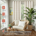 Lajode Sage Green Plaid Linen Blackout Curtains - Image 2
