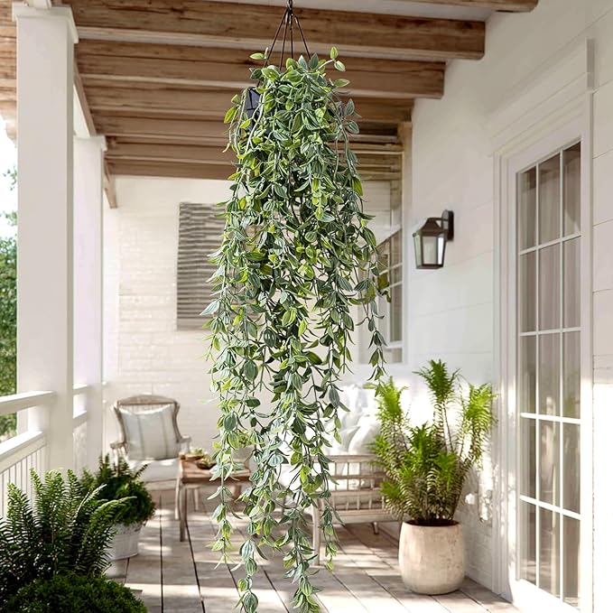 Artificial Hanging Plant 2 Pcs Faux Plant Ivy Vine Faux Eucalyptus Vines Fake - Image 5